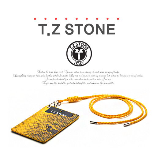 티지스톤-TZ1D224 뱀피 옐로우목걸이형 카드지갑(사선형)