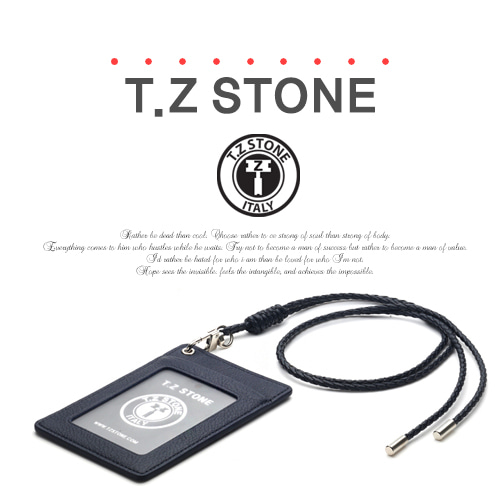 티지스톤-TZ1D206 버팔로 네이비 목걸이형 카드지갑(투명창)