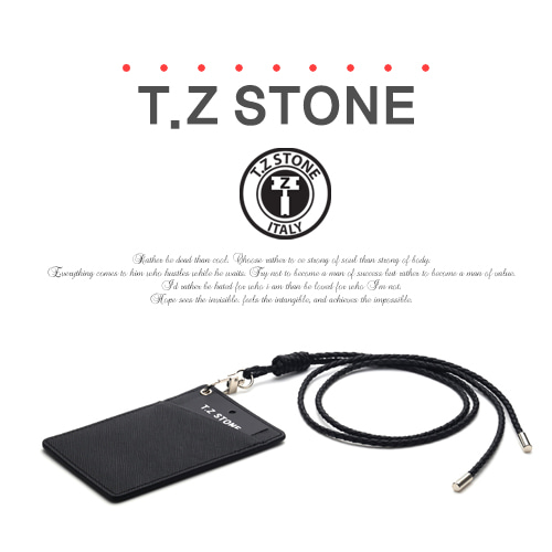 티지스톤-TZ1D222사피아노 블랙 목걸이형 카드지갑(사선형)